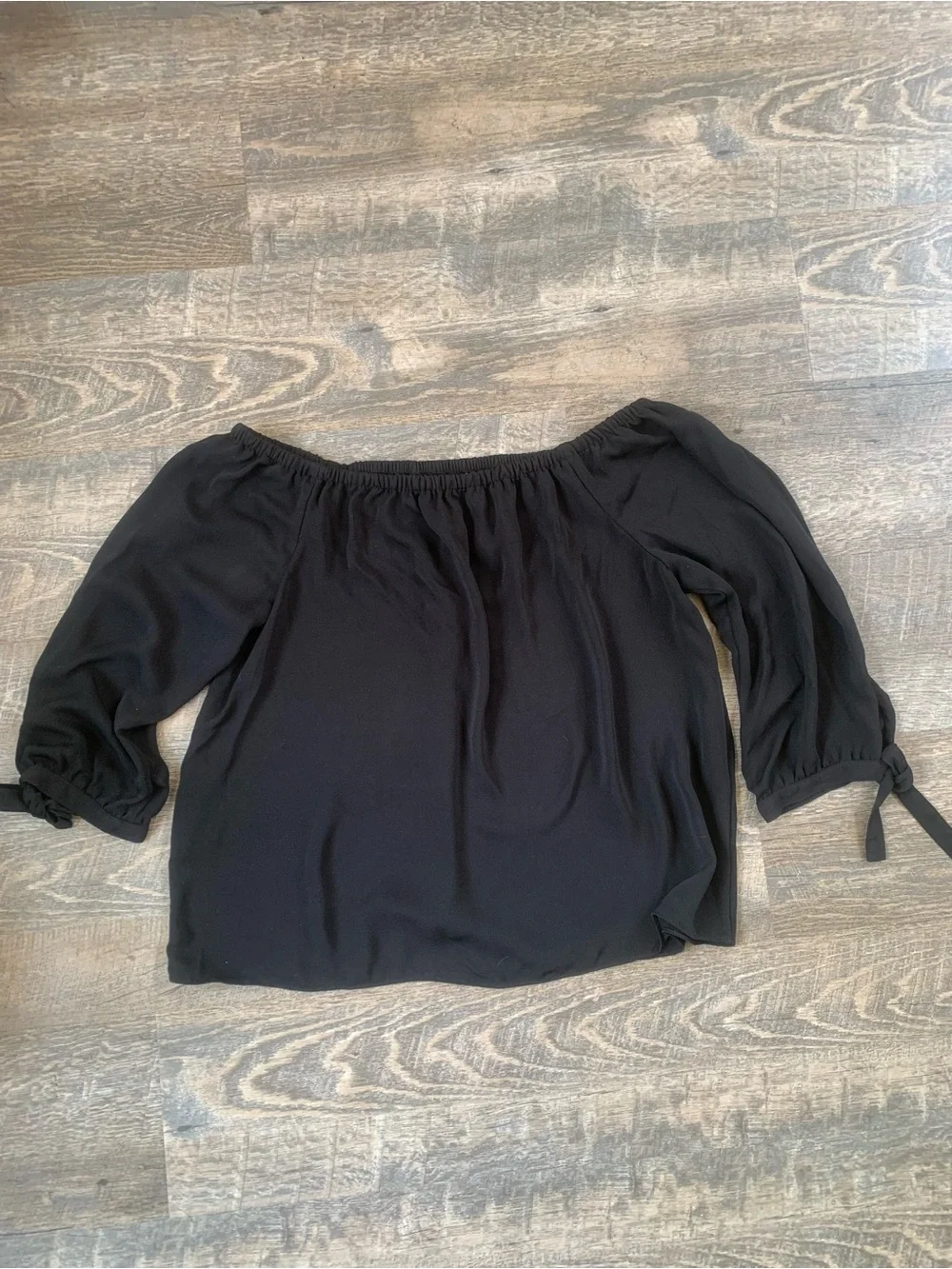 Black JCrew Elastic Off-Shoulder Tie-Sleeve Women's Top